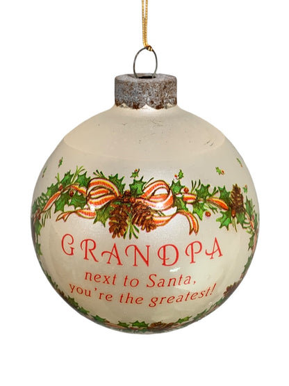 Current Vintage 1990 Grandpa Glass Wrap Ornament Ball