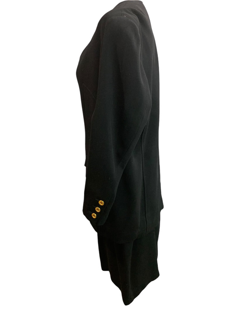 Size 46 (US 14) Sonia Rykiel France Womens Black Skirt Suit 1990s