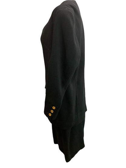 Size 46 (US 14) Sonia Rykiel France Womens Black Skirt Suit 1990s