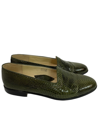 Size 9.5 Stacy Adams Mens Viper Snakeskin Olive Loafers Vintage