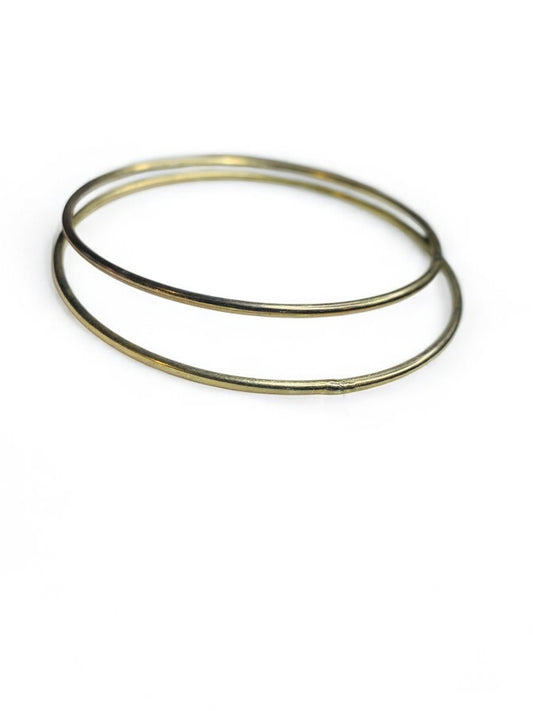 Vintage Set of 2 Goldtone Bangles Thin 2.7 Inch Inside Diameter