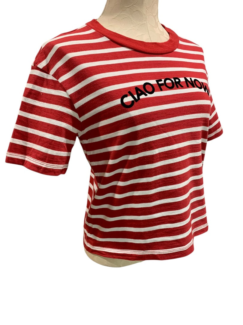 XS Madewell Womens Ciao for Now Striped Tshirt Cropped