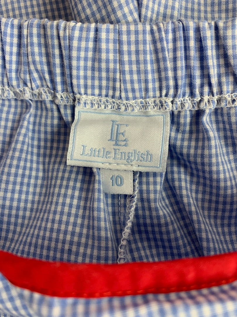 Size 10 Little English Girls Youth Short Checked Apple Applique