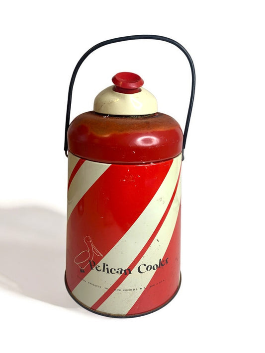 1950s Pelican Cooler Atlas Glass Jar Insert New Rochelle NY Candy Stripe