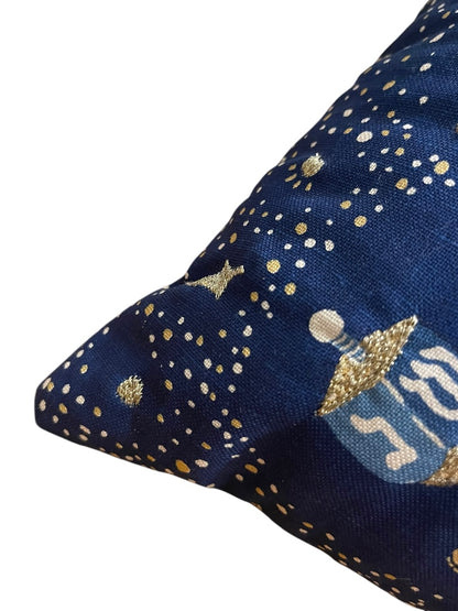 Threshold Hanukkah Throw Accent Pillow 14" x 20" Blue Embroidered