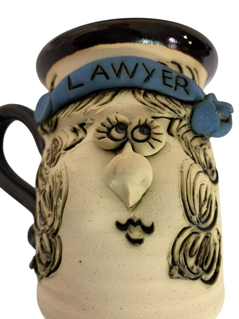 Bradford Pottery Face Ugly Mug Lawyer Female Signed