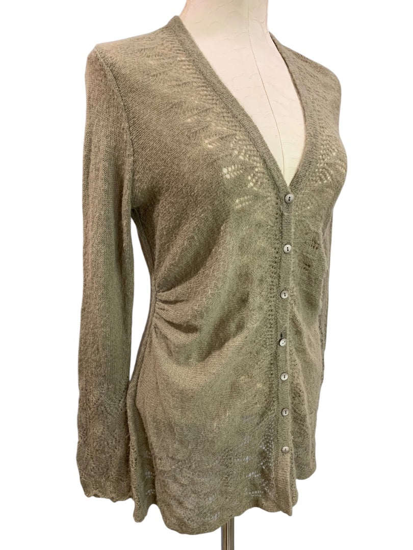 Medium Rosie Neira Womens Cardigan Sweater Gray Green Mohair Wool