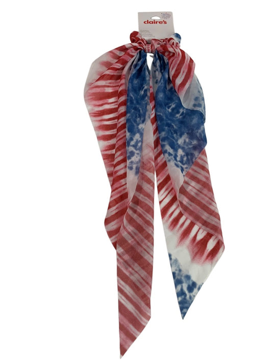 Claires New Hair Elastics Sheer Fabric Cover Train Tail Patriotic