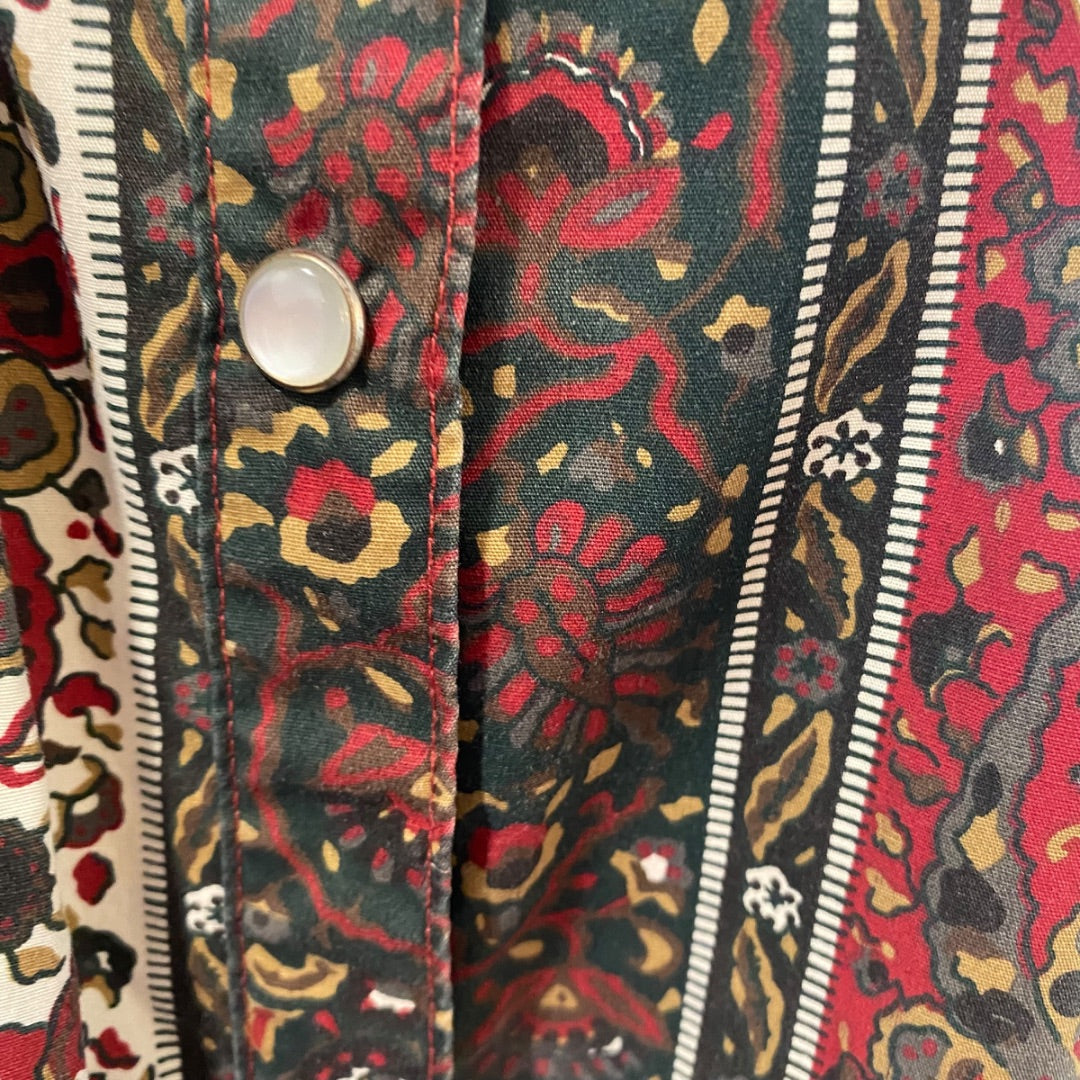 Size 16 Models Coat Vintage Womens Snap Up House Coat Dress Brown Print Pockets