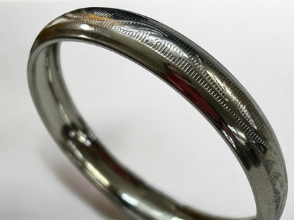 Silvertone Etched Bangle Bracelet 2.6 Inch Inside Diameter 12 mm Width
