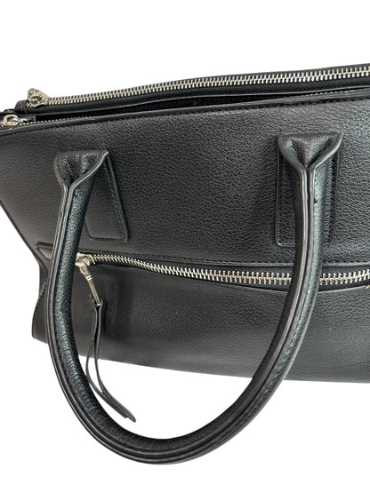 Charming Charlie Black Vegan Leather Satchel Handbag Detachable Crossbody Strap