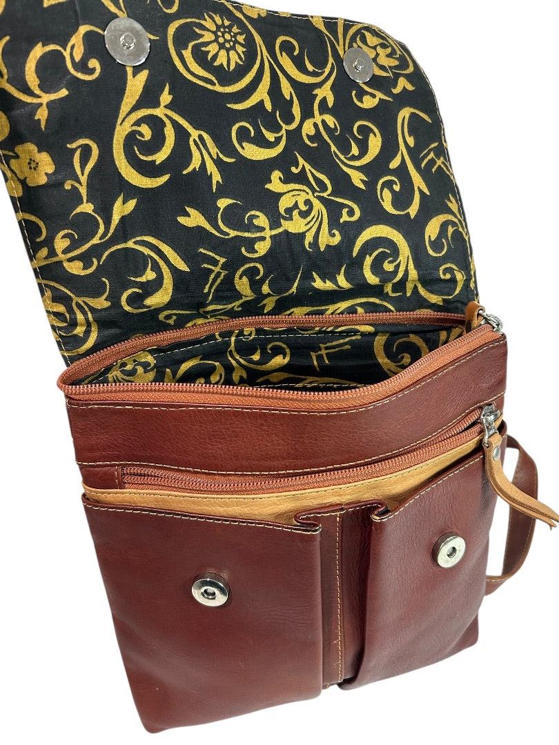 JL Saldivar Paraguay Handcrafted Two Tone Brown Crossbody Bag