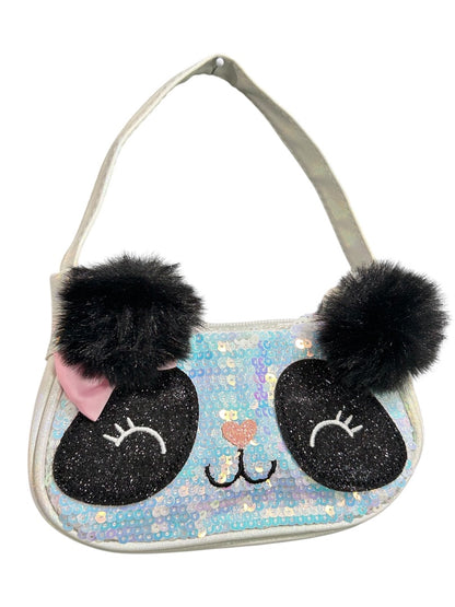 Claires New Panda Girls Handbag Sequin Shiny White