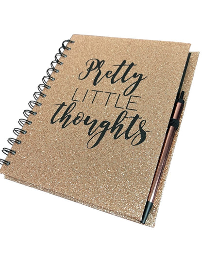 Claires New Gold Glitter Lined Journal Spiral Bound 8 x 6 Inch