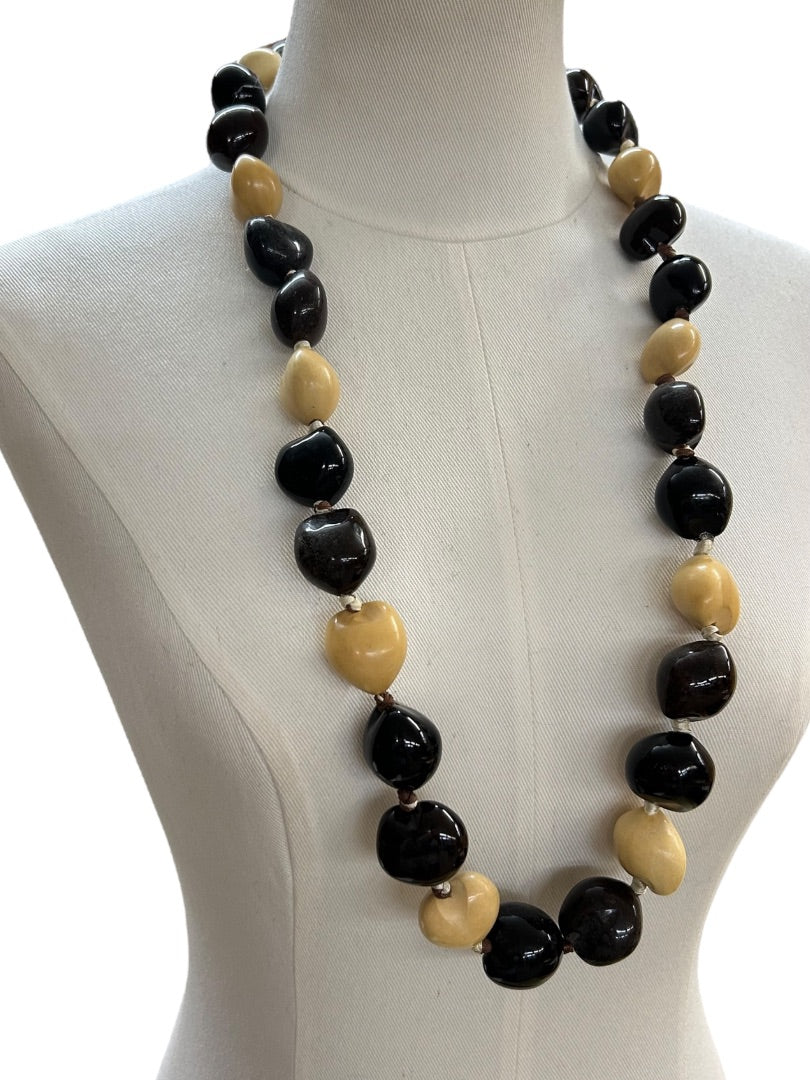 Large Hollow Brown Tan Lightweight Oversize Tie Neck Closure 33 Inch