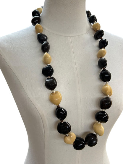 Large Hollow Brown Tan Lightweight Oversize Tie Neck Closure 33 Inch