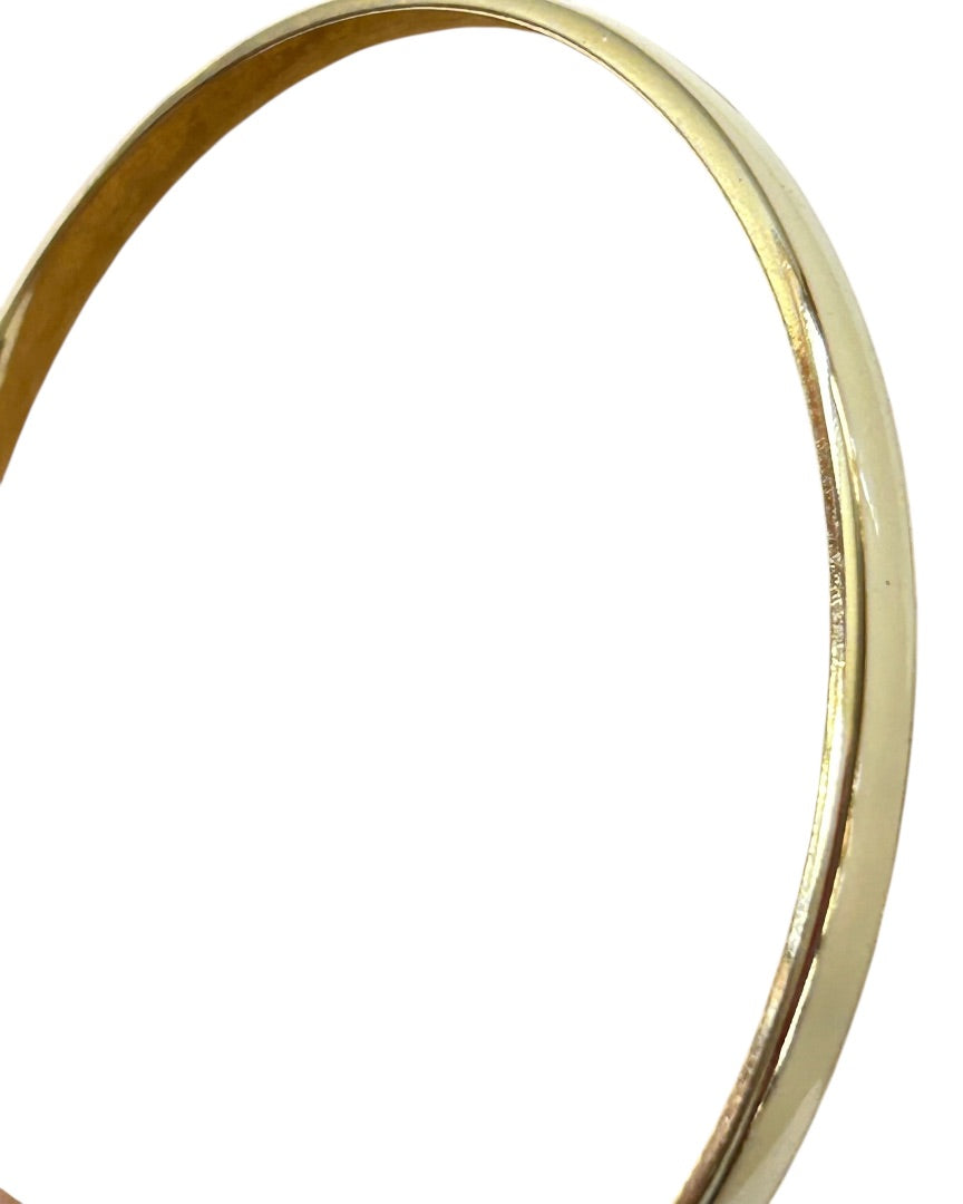 Goldtone Enameled Ivory Bangle Bracelet 2.6" Inside Diameter 4mm
