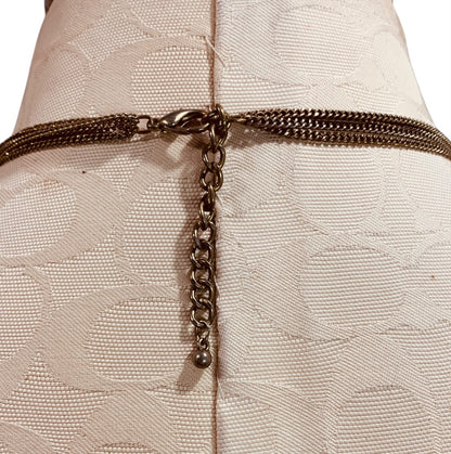 Goldtone Purple Beaded Tiered Necklace Long 32 Inch 5" Drop