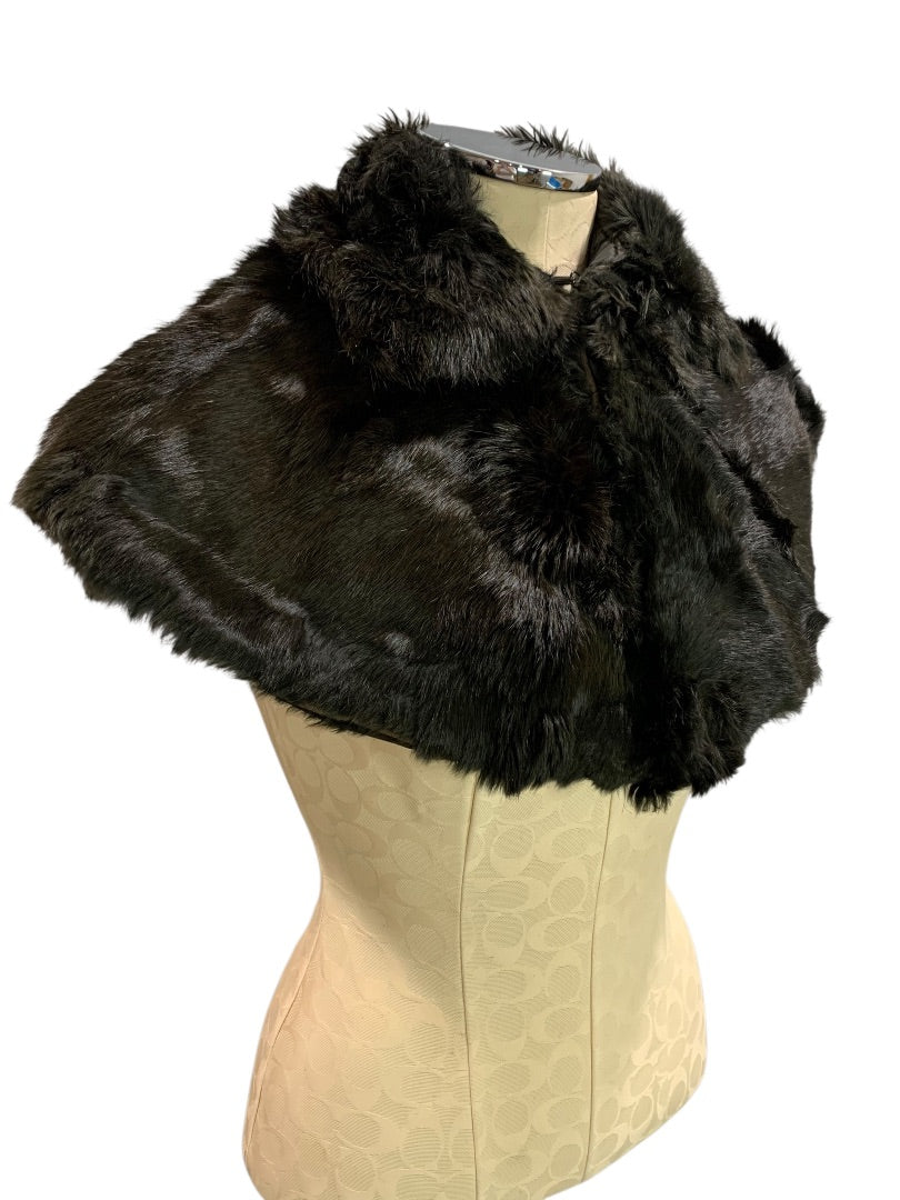 1950s Beaver Fur Stole Hook and Eye Closure Satin Lined