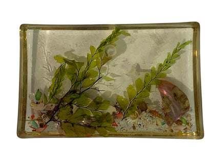 Vintage Lucite Fish Aquarium Paperweight Hanging Ornament 4.1 x 2.5"