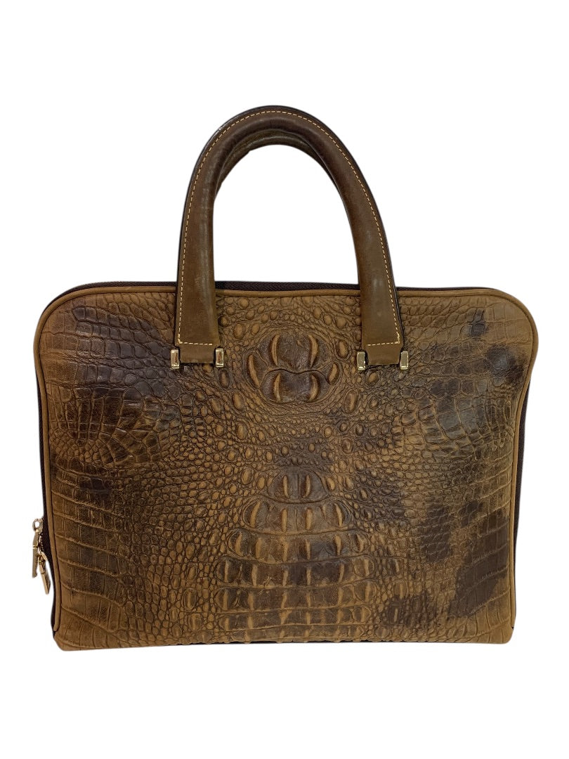 Quintessential Crocodile Style Genuine Leather Bag Briefcase Brown