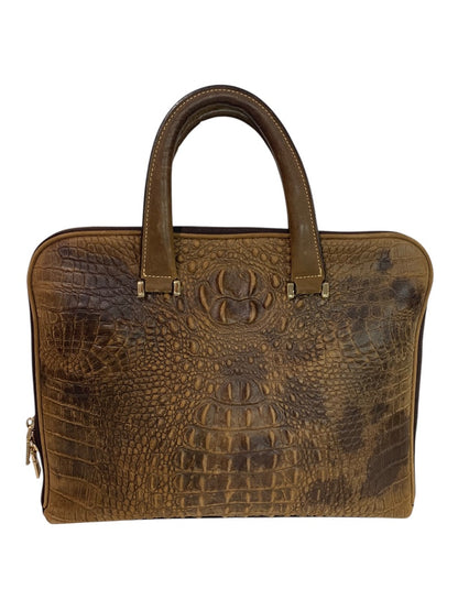 Quintessential Crocodile Style Genuine Leather Bag Briefcase Brown