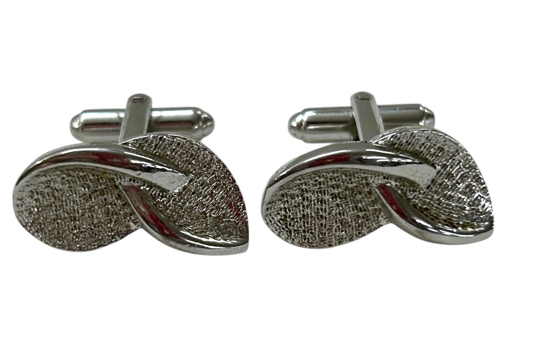 Vintage Silvertone Cuff Links Textured 1 Inch Mens Accessory