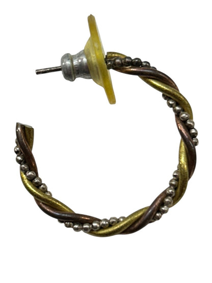 Post Hoop Earrings Pierced Hoop Earrings 1" Twisted Goldtone Silvertone