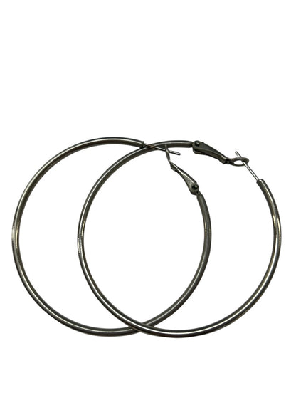 Pierced Silvertone Hoop Earrings 2 Inch Brushed Finish