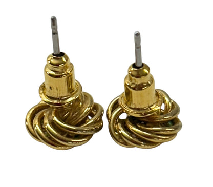 Small Goldtone Post Pierced Earrings Knot .4 Inch Knot