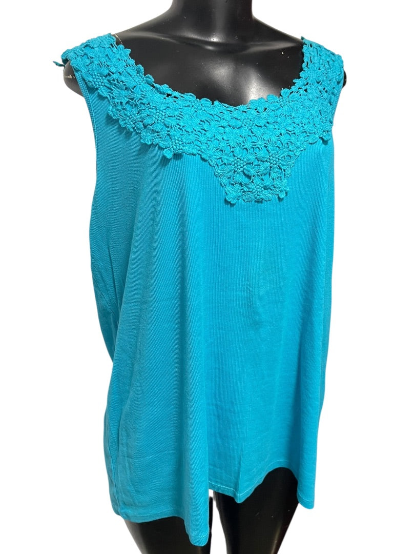 22/24 Lane Bryant Pretty & Perfect Womens Teal Tank Top Shirt