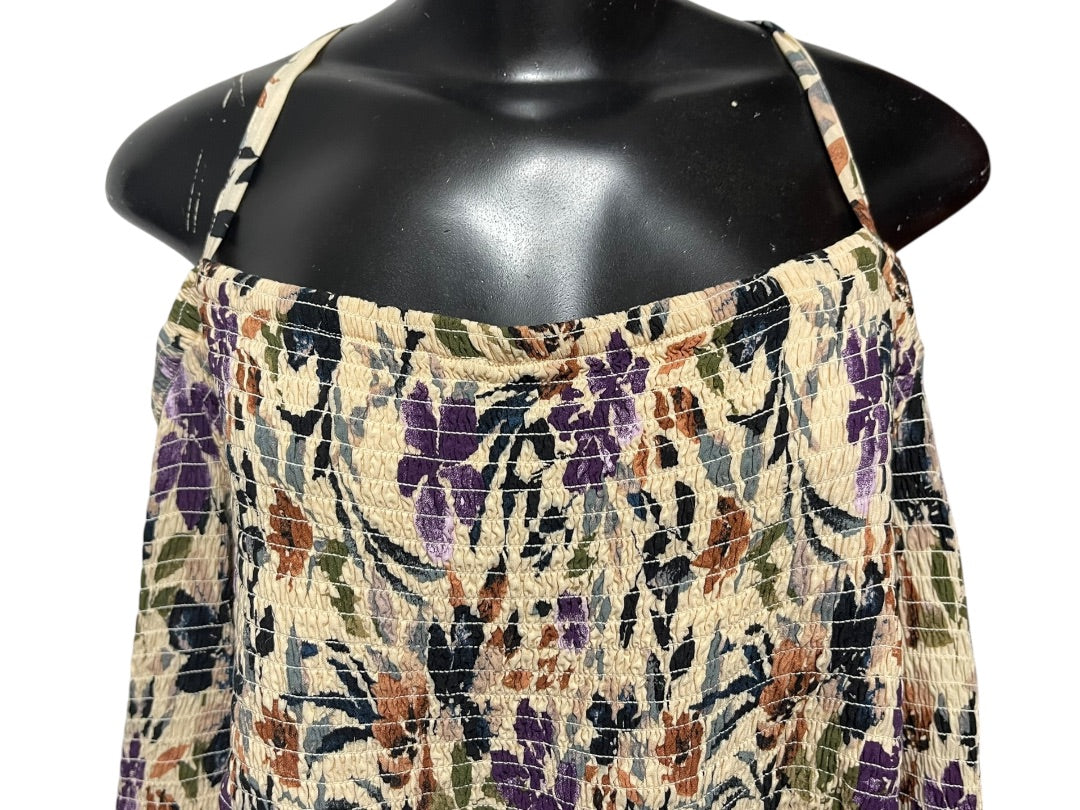 3X Torrid Smocked Cold Shoulder Floral Womens Top Shirt Challis