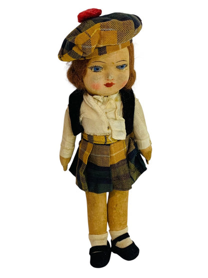 Vintage Chad Valley Cloth Doll 12 Inch Scottish Girl Made in England