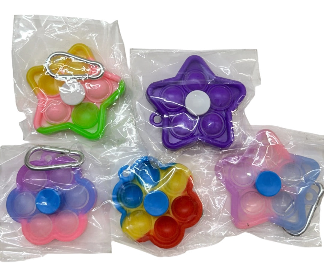 Lot of 5 New Fidget Spinners with Carabiner Clip Pop Star Flyer Multicolor