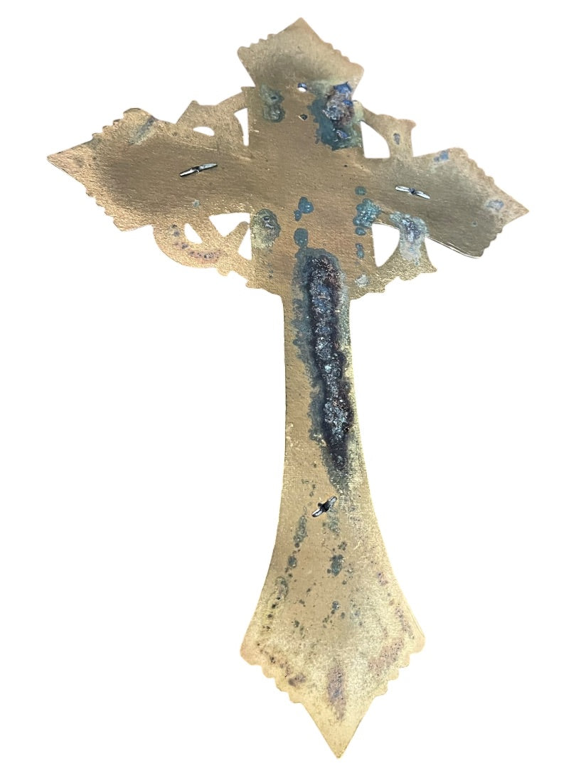 Vintage Crucifix INRI Jesus Christ Religious Goldtone and Silvertone