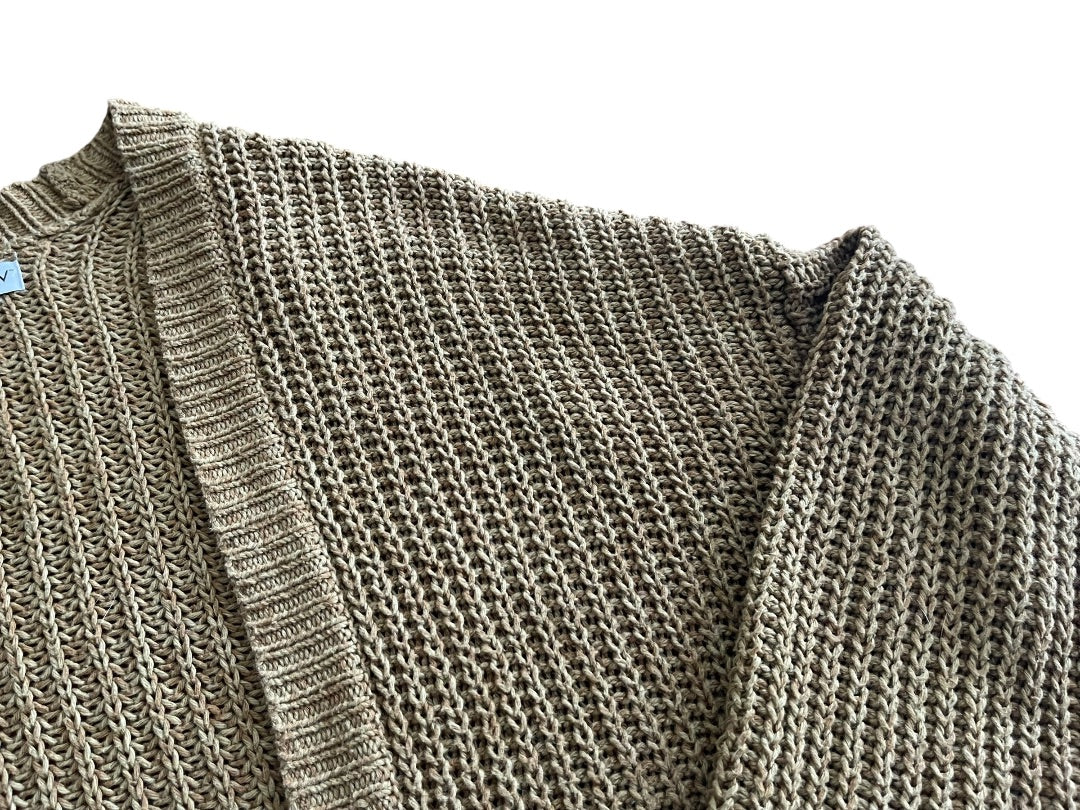 2X Ava & Viv Loose Knit Over Sized Cardigan Sweater Brown Womens Plus Size