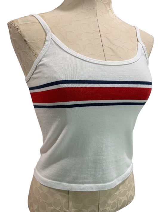 One Size John Galt Brandy Melville Retro White Striped Tank Top Shirt