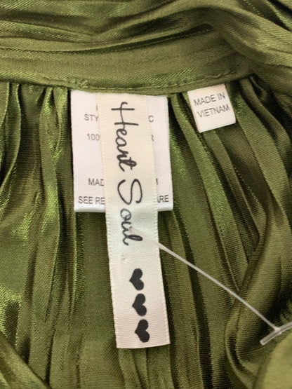 Small Heart Soul Olive Green Womens Pleated Blouse Shirt Sleeveless