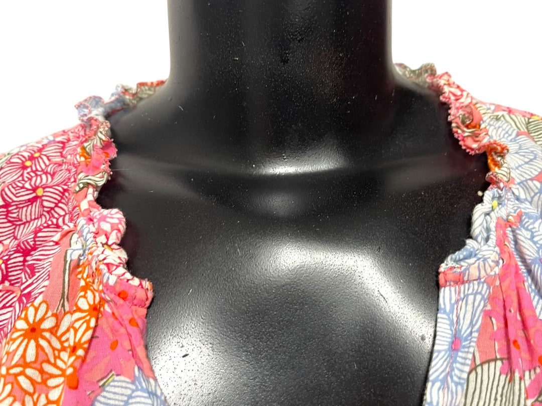 XL Talbots Ruffled Sleeveless Floral Cotton Shirt Pullover