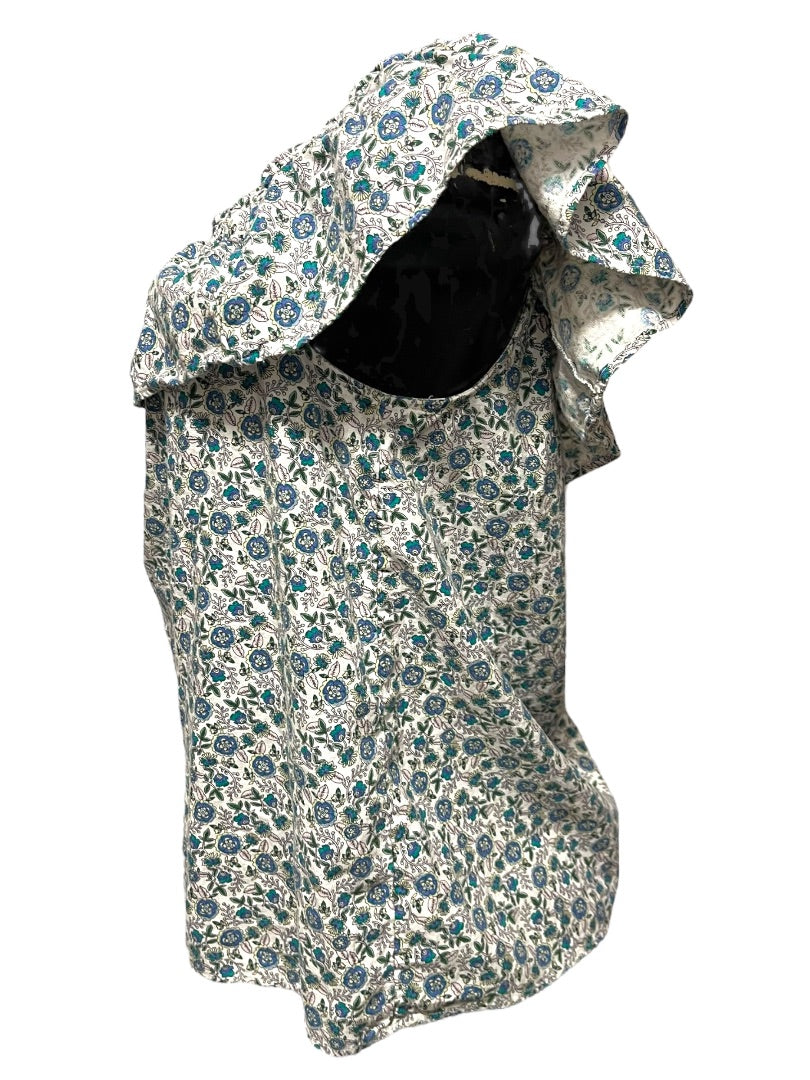 XS Loft Womens Ruffle Floral Linen Blend Womens Shirt Off Shoulder