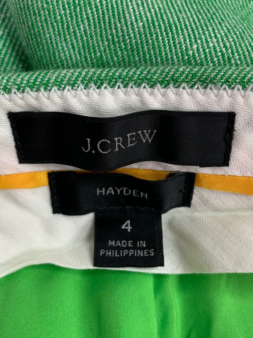 Size 4 J.Crew Hayden Womens Green Crop Pants Linen Blend