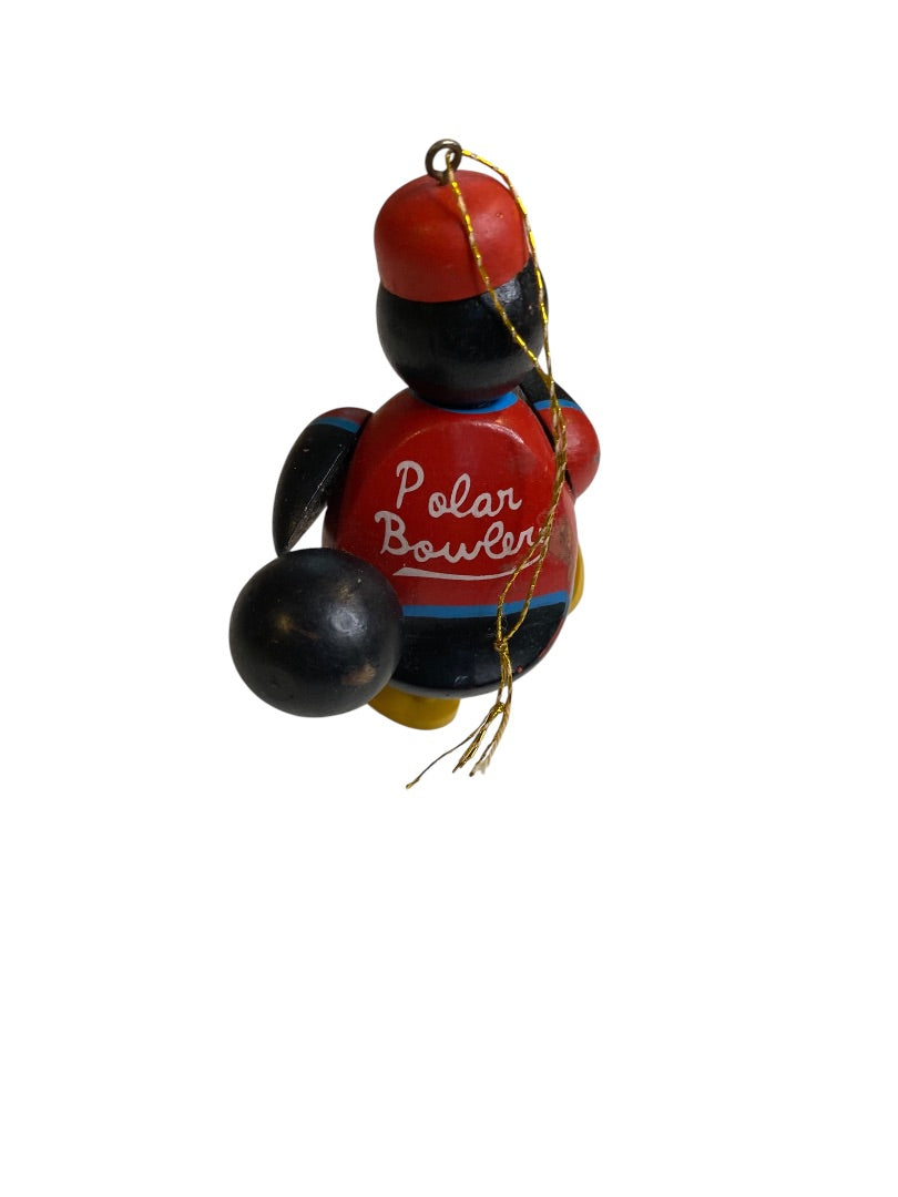 Wooden Penguin Christmas Ornament Dad Polar Bowlers 3"