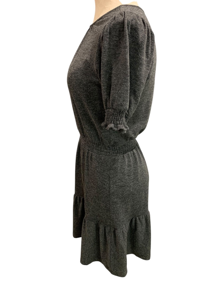 Small Petite Loft Heathered Gray Jersey Knit Dress Banded Waist