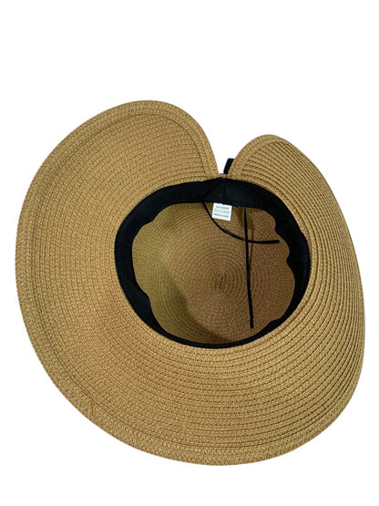 One Size Womens Straw Sunhat Adjustable Band Black Ribbon