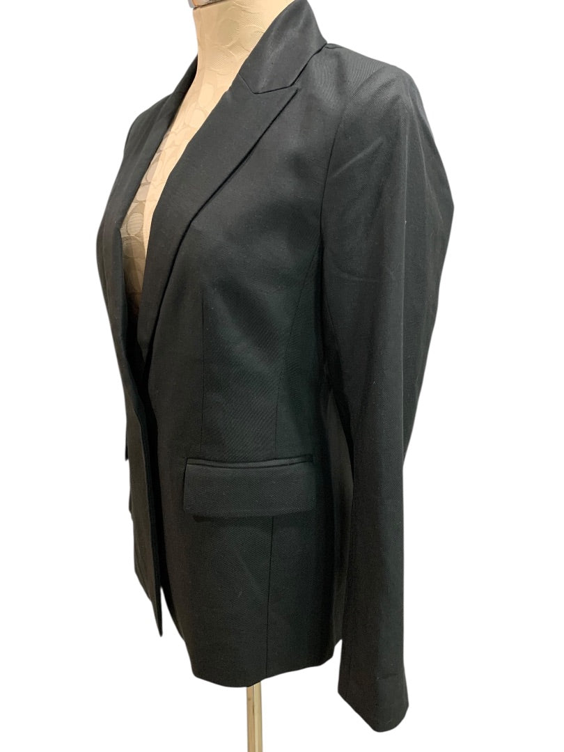 Size 2P Loft Petites Womens Black Blazer Suit  Jacket Linen Blend