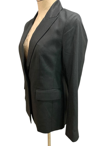 Size 2P Loft Petites Womens Black Blazer Suit  Jacket Linen Blend