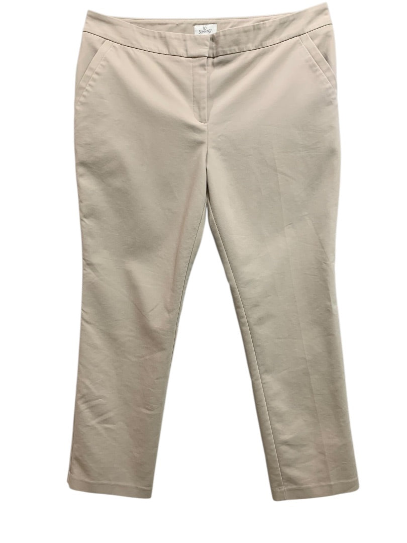 Size 14 (2.5) Chicos Womens So Slimming Tan Pants Stretch Straight Leg