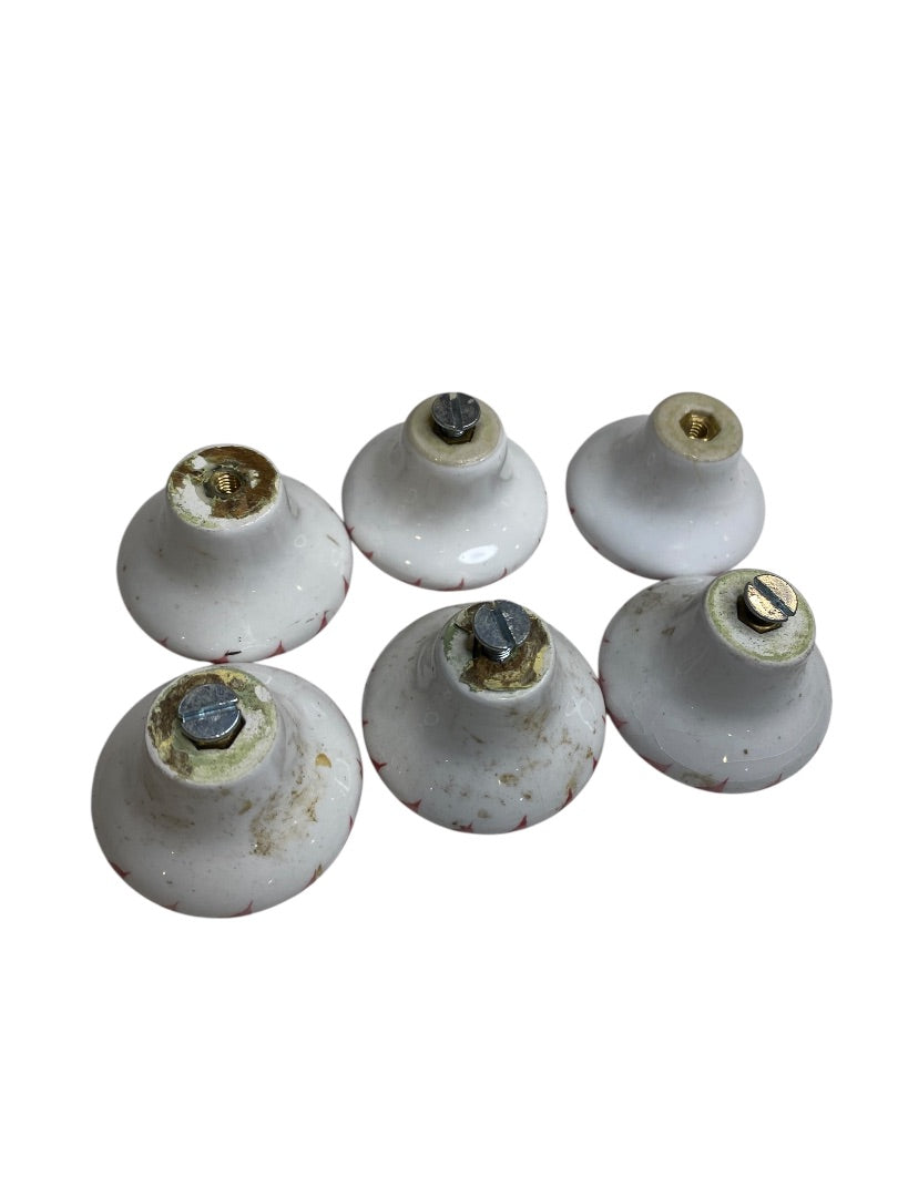 Set of 7 Ceramic Handpainted Drawer Knob Pulls Floral 39mm 1.5"