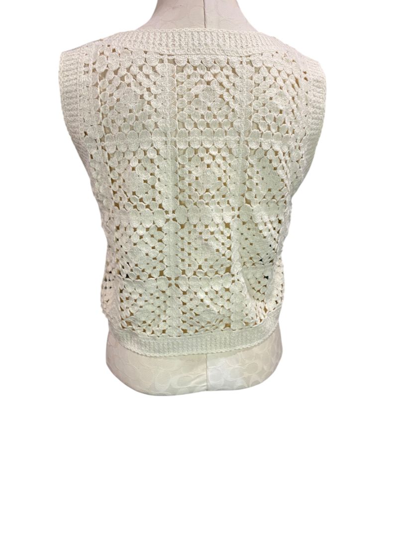 Large Rebellion Again Womens Crochet Granny Square Sweater Vest