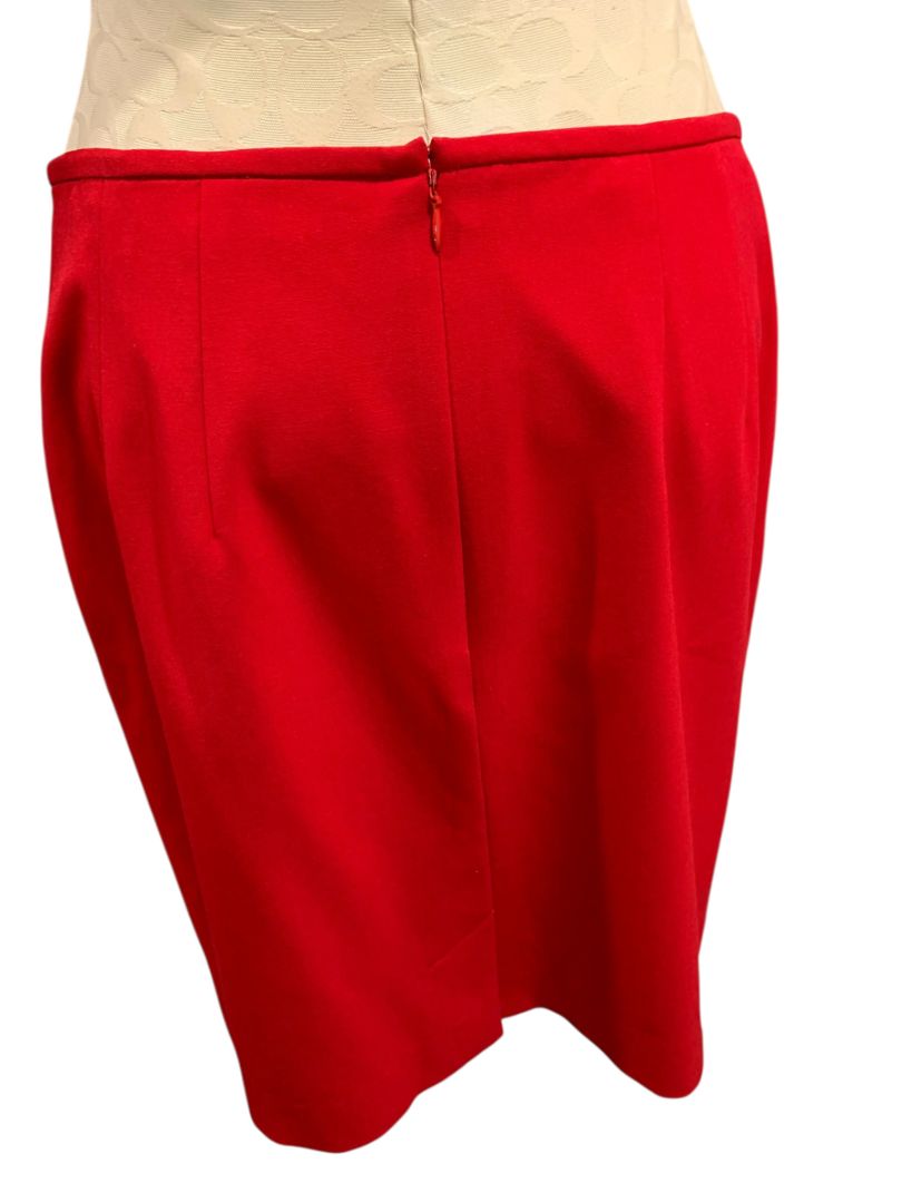Size 6 Calvin Klein Red Skirt Suit Jacket Snap Closure